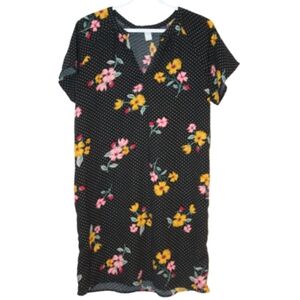 2/$20 🏷 Old Navy Black & White Polka Dot Floral Lightweight Dress Size M